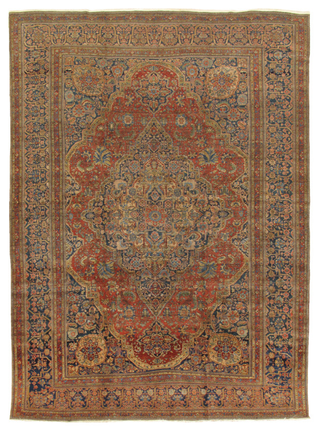 Antique AZ Collection Hand-Knotted Lamb's Wool Area Rug, 10'2"x13'6"