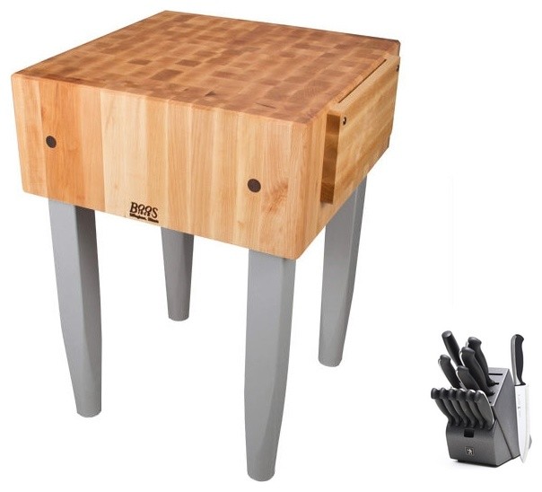 John Boos Pca 18x18 Block And 13 Piece Henckels Knife Set John Boos Pca 18x18 Block And 13 Piece Henckels Knife Set Transitional Kitchen Islands Carts By The Country Butler
