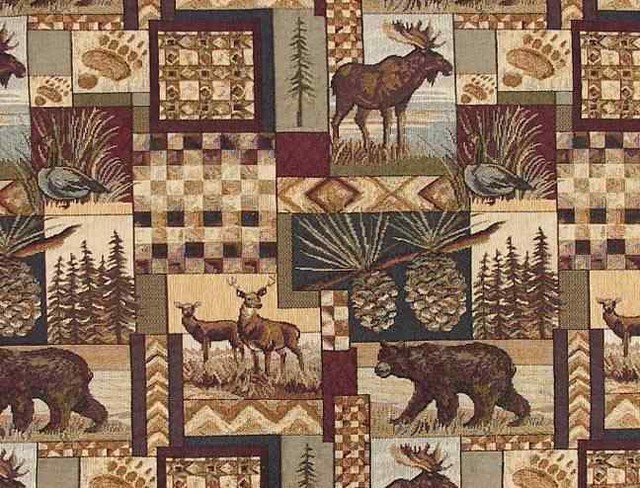 Rustic Log Cabin Lodge Upholstery Fabric