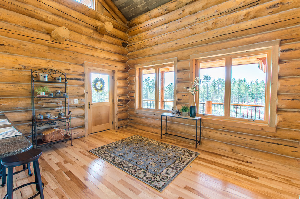 Mountain style home design photo in Denver
