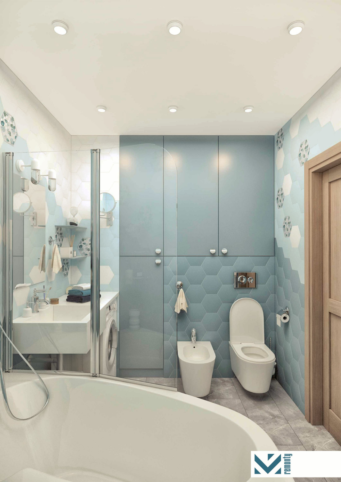 Ванная комната, плитка - шестигранник