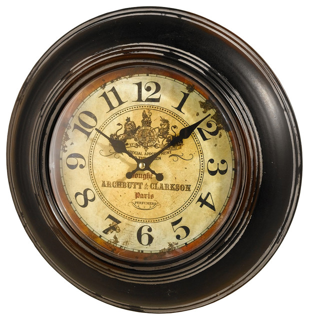 Antique Reproduction Paris Perfumers Wall Clock Battery Operated Traditional Clocks By Pier Surplus Houzz - Battery Operated Wall Clocks Traditional Quartz