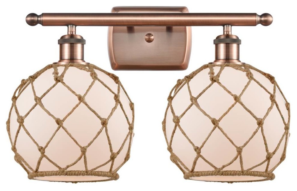 Farmhouse Rope 2Lt Bath Vanity Lt Incandescent or LED Bulbs Included