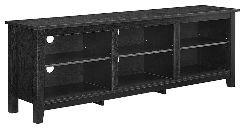 70" Wood Media TV Stand Storage Console Transitional Entertainment