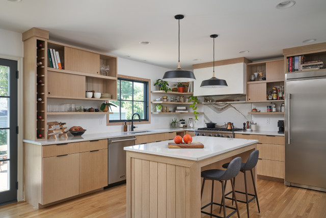 A Pale Oak and White Japandi-style Kitchen | Houzz UK