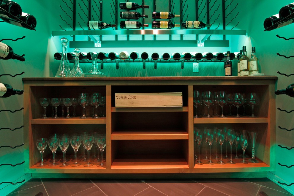 This is an example of a contemporary wine cellar in Seattle.
