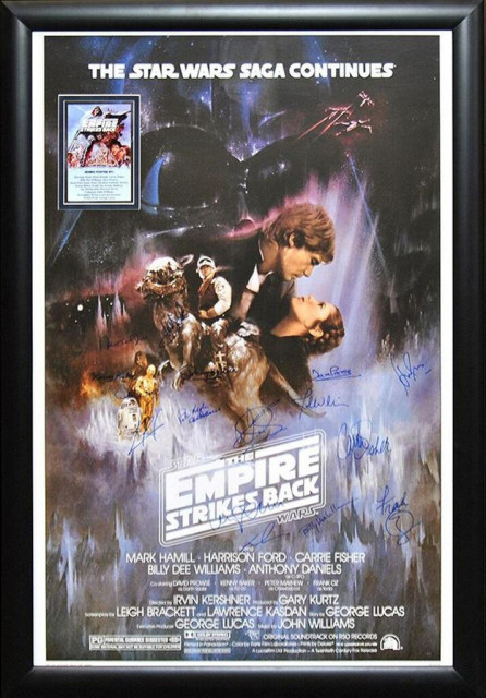 Star Wars Episode 5 - Empire Strikes Back Signed Movie Poster, Custom Frame