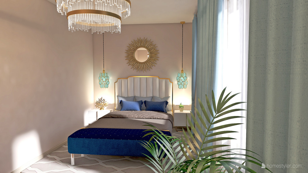 Спальня с камином в частном доме, 18 кв.м.