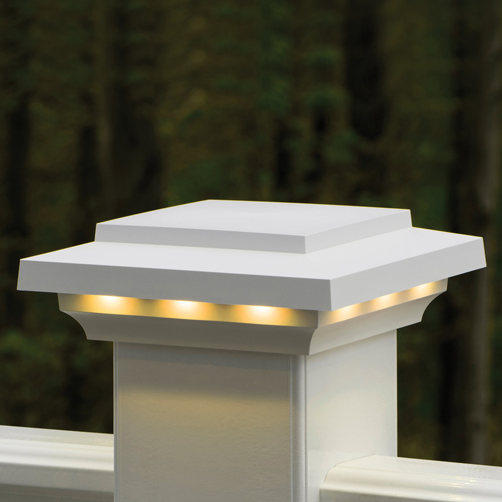 AZEK Rail Lighted Island Post Cap Transitional New York by
