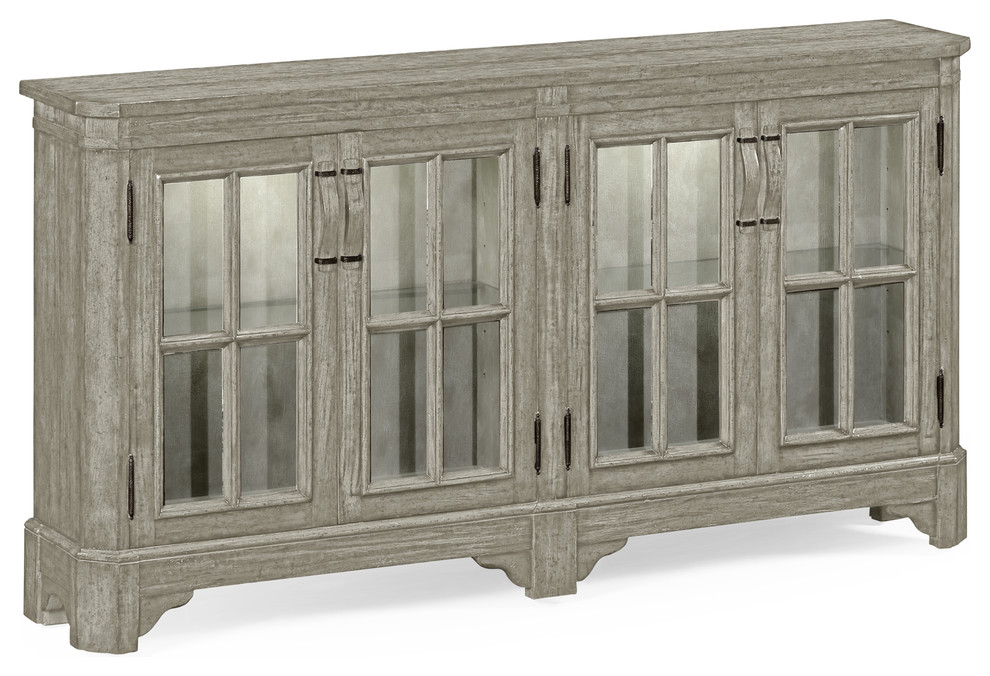 Rustic Gray Parquet Welsh Bookcase With Strap Handles