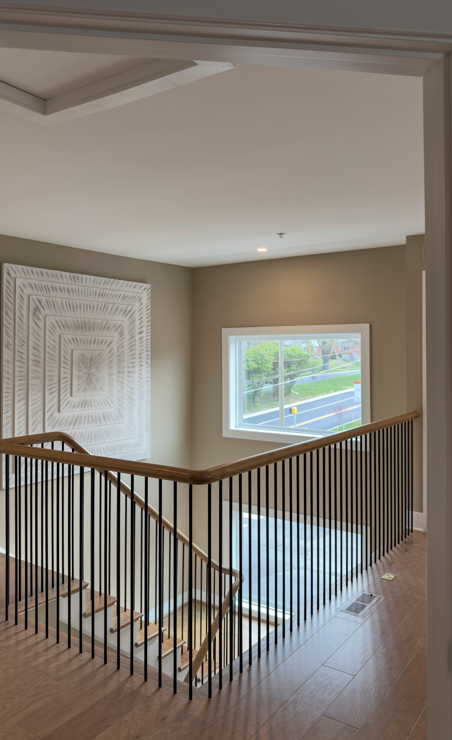 Project #153 | Sophisticated Red Oak Stair with Metal Balusters