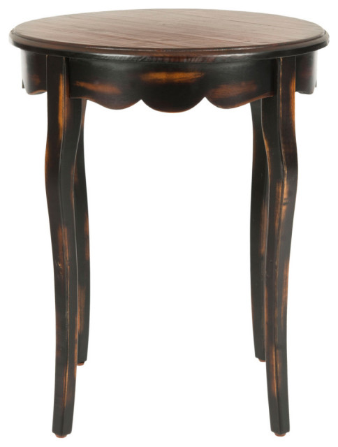 Ellis Round Side Table Tiger Dark Brown/Light Brown - Traditional ...