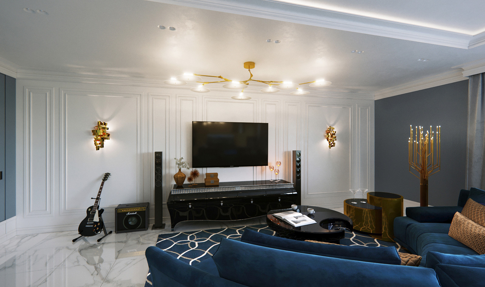 Интерьер пятикомнатной квартиры в неоклассике, г. Дюссельдорф, Германия