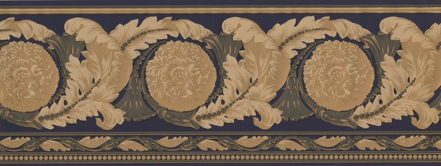 Wallpaper Border Black Leafy Floral Design Wallpaper Border Prepasted Traditional Wallpaper By Designers Wallpaper Houzz