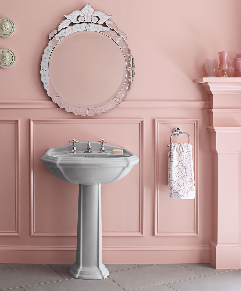 Cottage chic powder room photo in Denver
