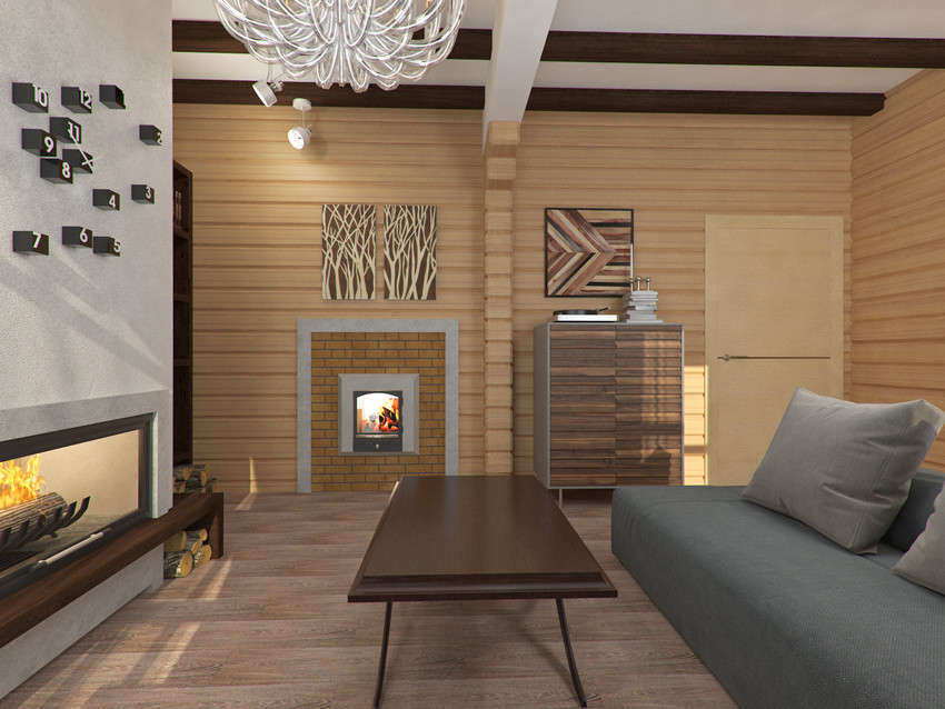 Необычное сочетание Хай-Тека и дерева в двухэтажном деревянном коттедже