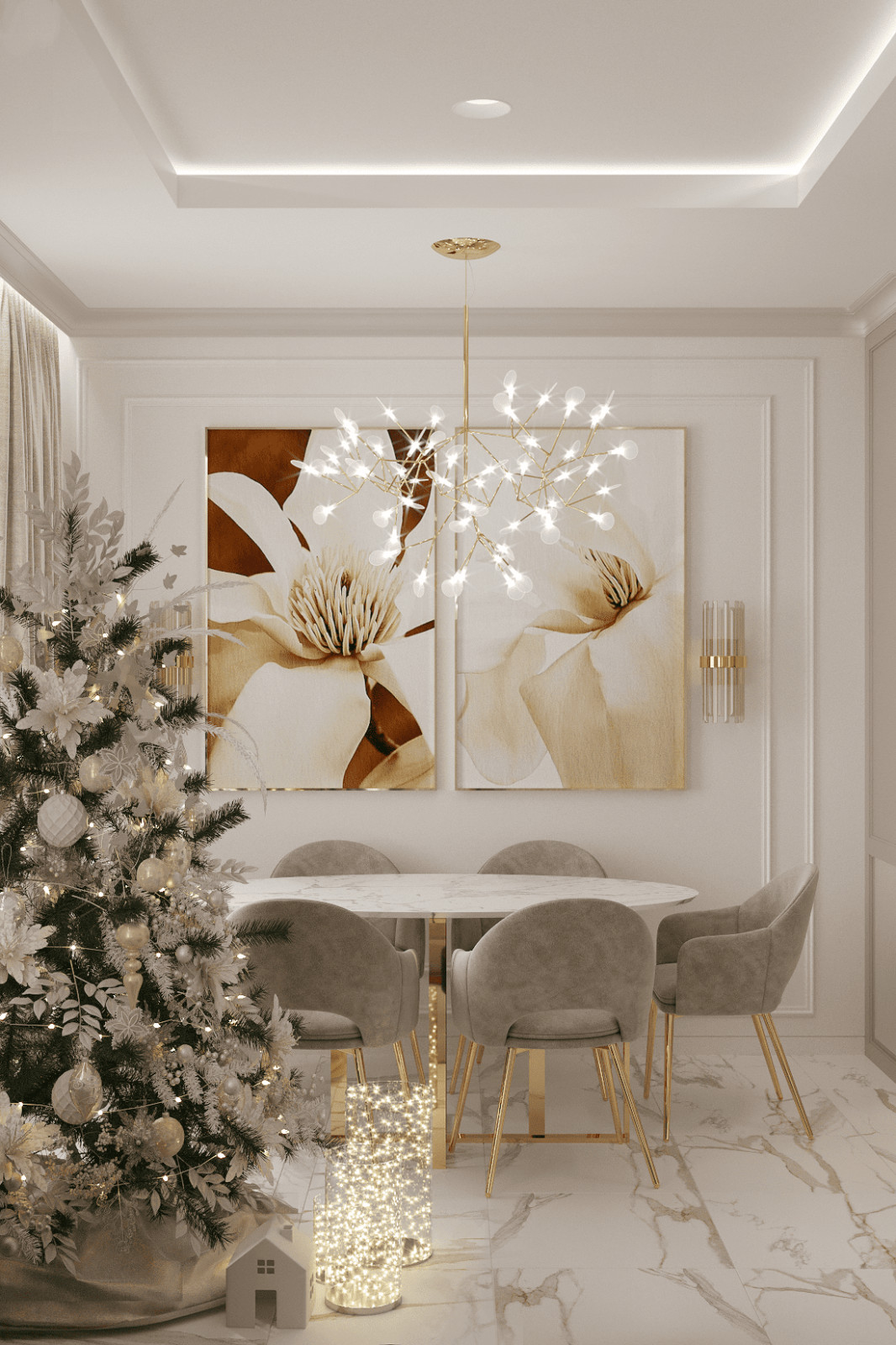 Просторная квартира в нежных оттенках со стильными элементами декора