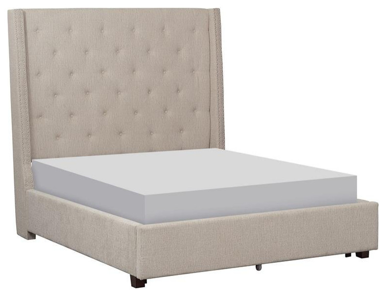 Lexicon Fairborn Fabric Full Bed with Storage Drawers in Beige