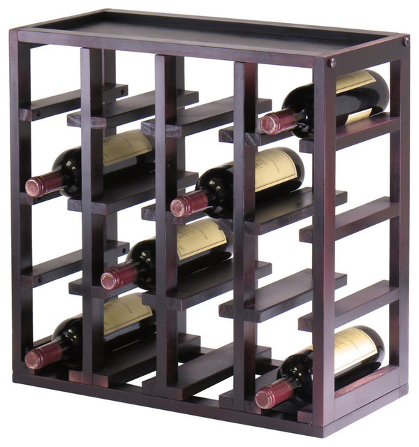 Winsome Wood Kingston Stackable Slot Cube 16Bottle Wine Cube in Dark Espresso Contemporary