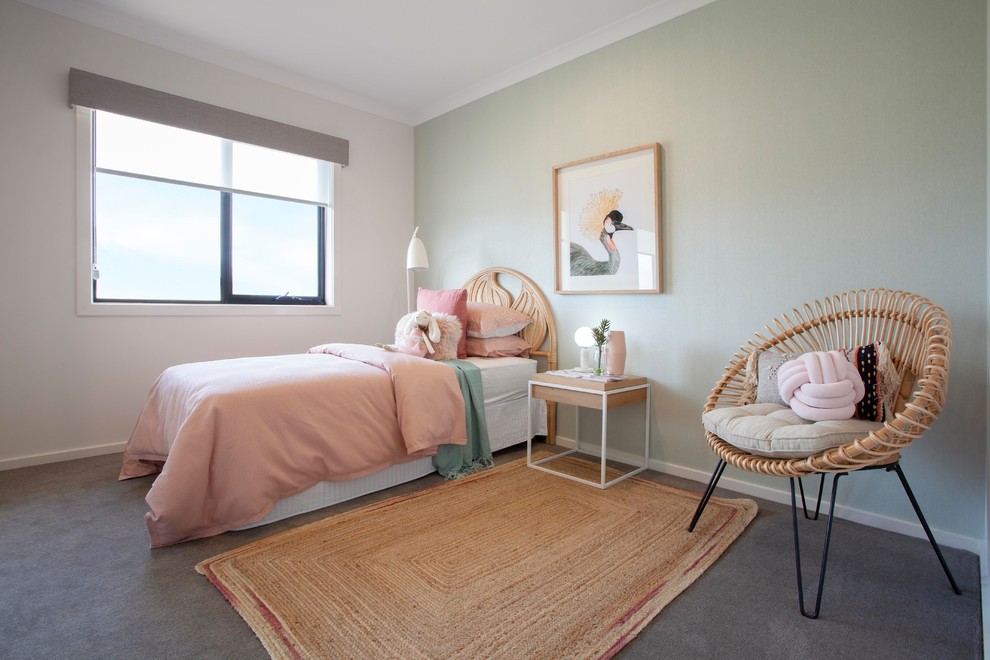 This is an example of a beach style bedroom in Melbourne.