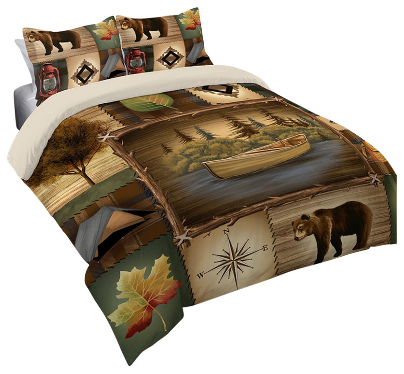 Camping Trip Queen Comforter Rustic Comforters And Comforter Sets