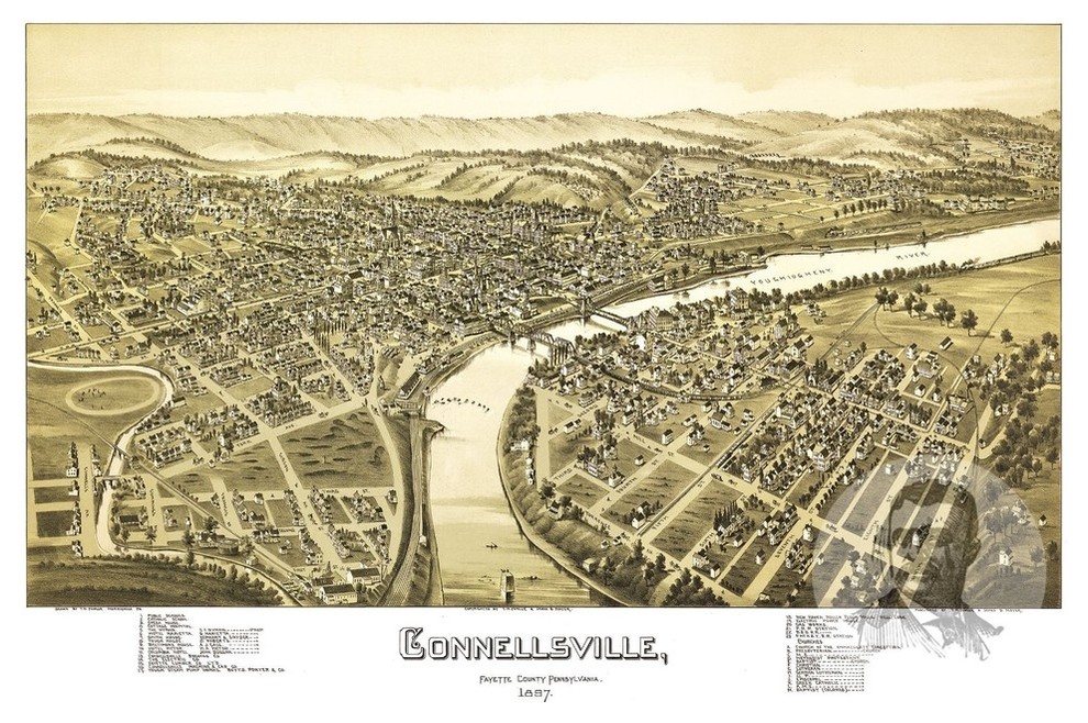 Old Map of Connellsville Pennsylvania 1897, Vintage Map Art Print, 12