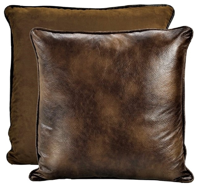 Dark Brown Reversible Faux Leather Euro Sham Contemporary