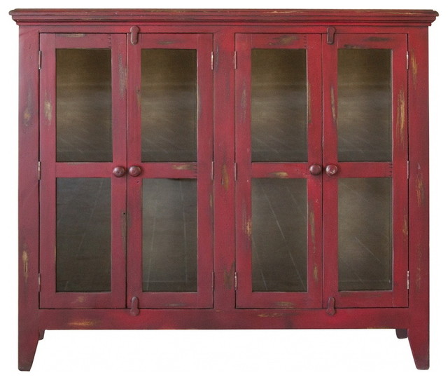 Bayshore Distressed Red Currant Finish Solid Wood 4-Door ...