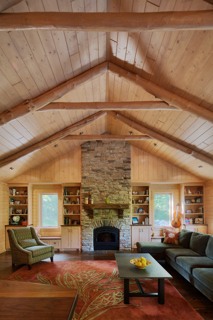 Log Cabin Addition Rustic Living Room Detroit By Ksf