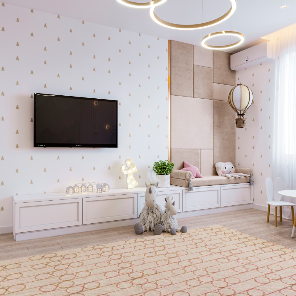 Детская для двоих с деревом и разными обоями от Alltowall