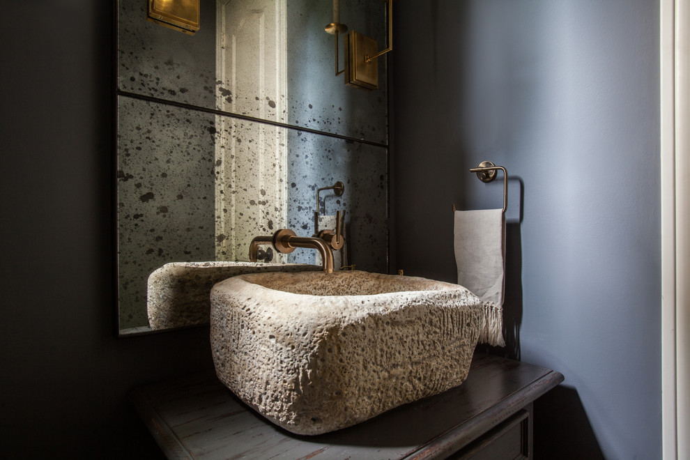 Bold, Organic Texture in Bellaire: Powder Bath - Eclectic - Powder Room ...