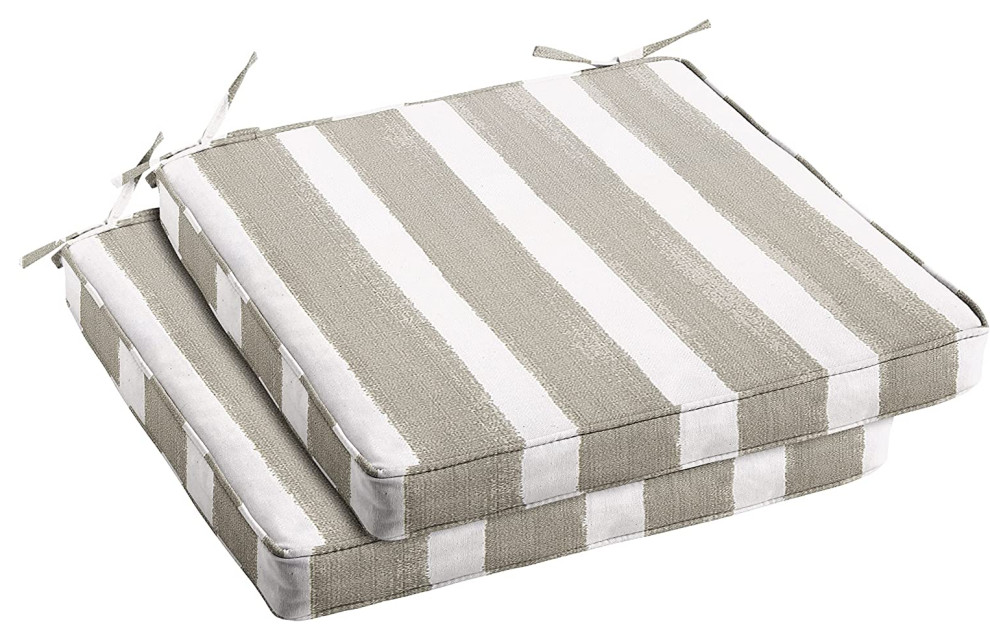 2 Pack Outdoor Cushions, Removable Fabric Cover With Tan & White