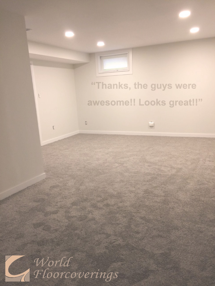 Example of a mountain style basement design in Calgary