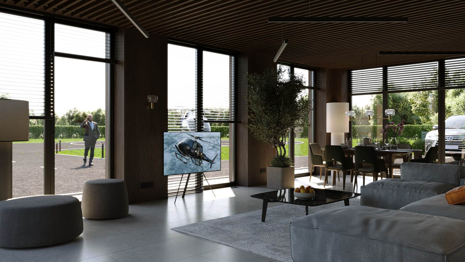 Дизайн здания ожидания гостей и пилотов на вертолётной площадке