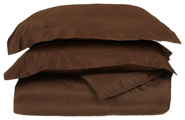 Egyptian Cotton Duvet Cover Pillow Shams set, Chocolate, Full/Queen