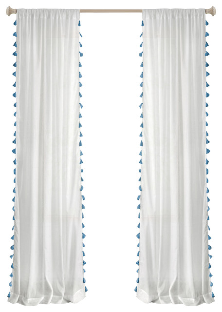 Bianca Semi Sheer Window Curtain With Tassels 52 X84