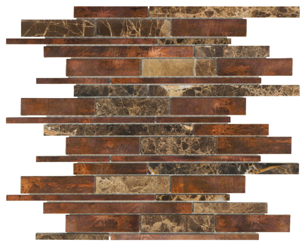 Modket Brown Antique Copper Emperador Stone Marble Mosaic Backsplash ...