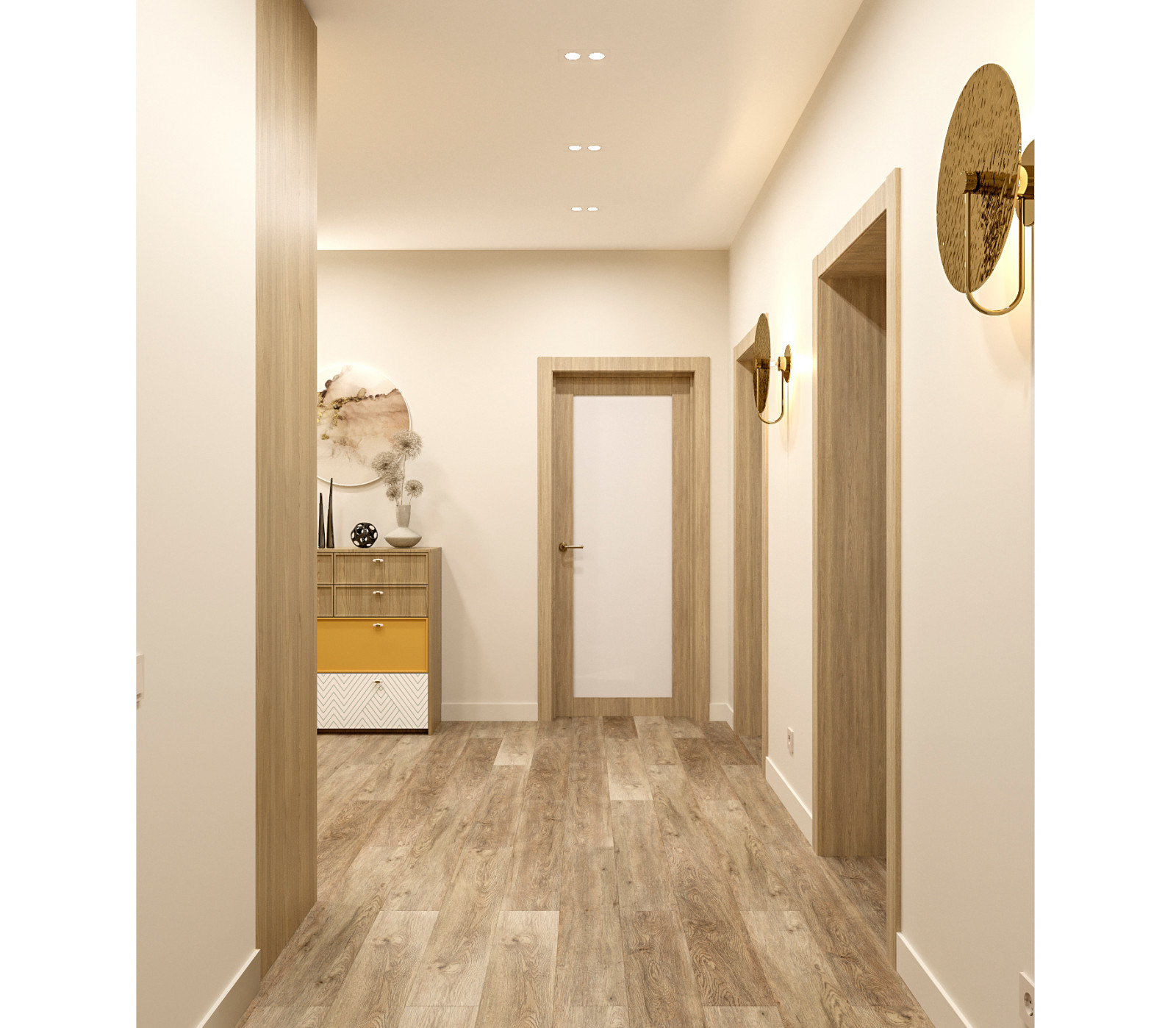 Четырех-комнатная квартира в светлых тонах.