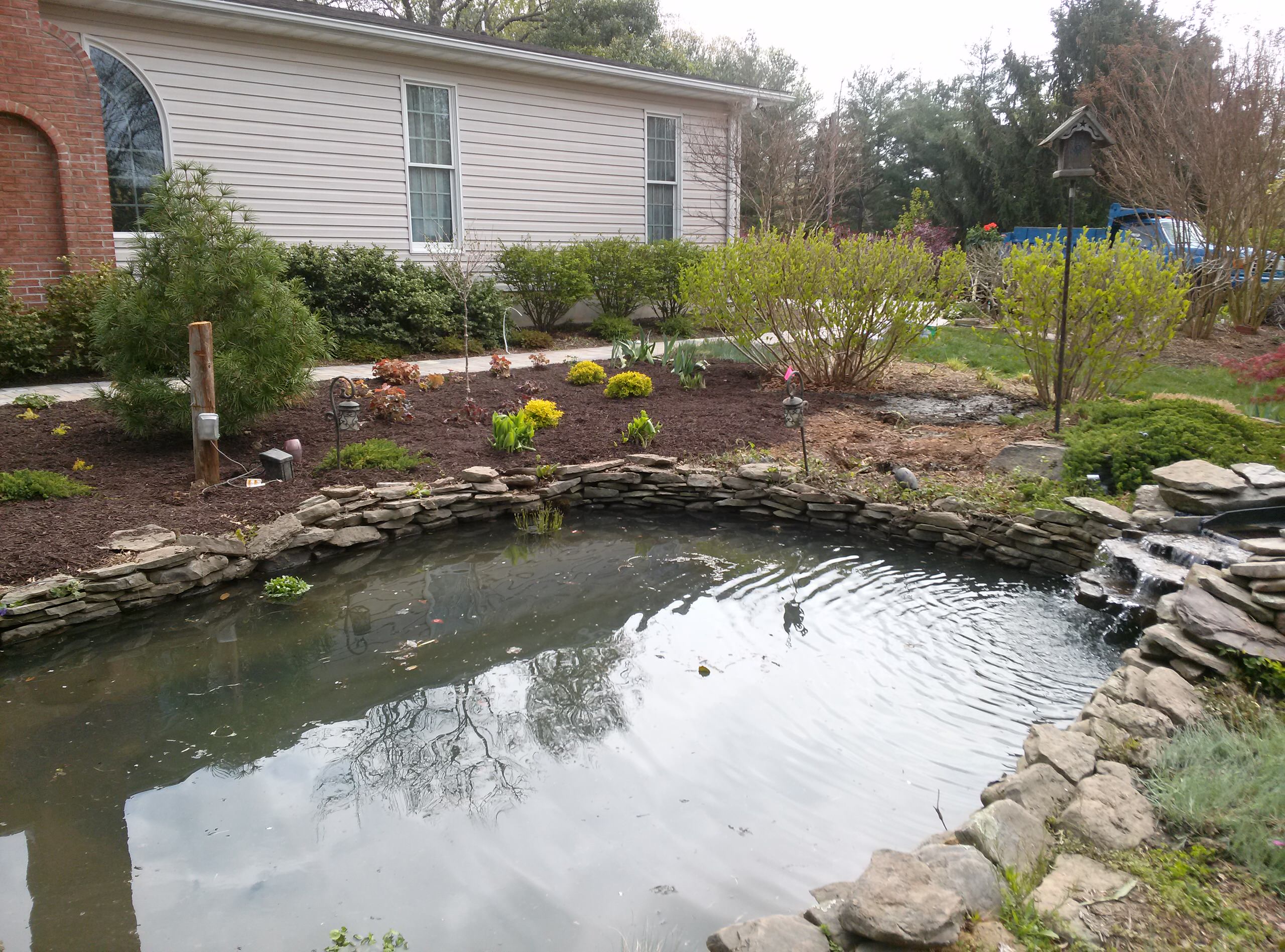 Natural Stone wall and Pond