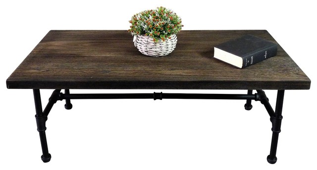 Corvallis Chic Coffee Table Black Steel Dark Wood Corvallis Chic Coffee Table Black Steel Dark Wood