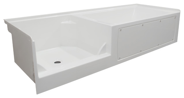 Ovo White Acrylic Combo Bathtub Shower, Bathtub Shower Combination Units