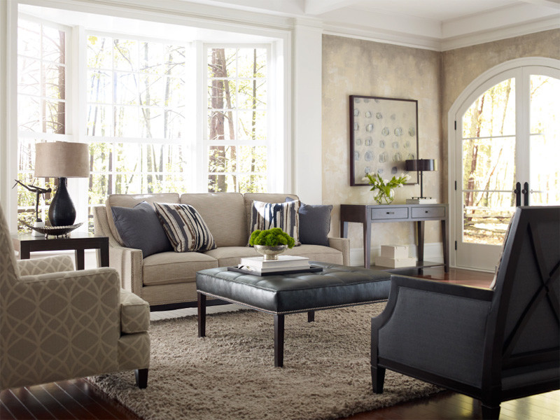 Design ideas for a large transitional formal enclosed living room in Boston with beige walls, carpet, no fireplace, no tv and brown floor.