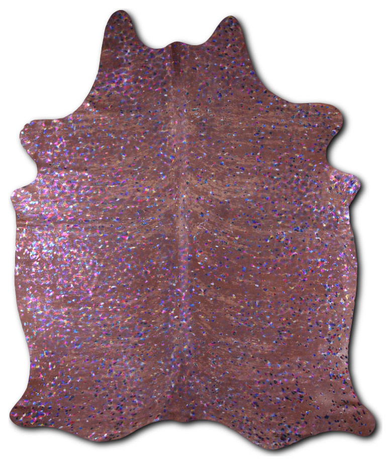 ACID WASHED HAIR ON Cowhide Rug DE COLORFUL METALLIC ON BRINDLE, 5'x7