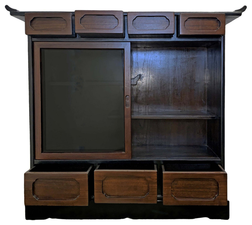 Japanese Wooden Curio Cabinet - Asian - China Cabinets And Hutches - by Oriental Furnishings | Houzz