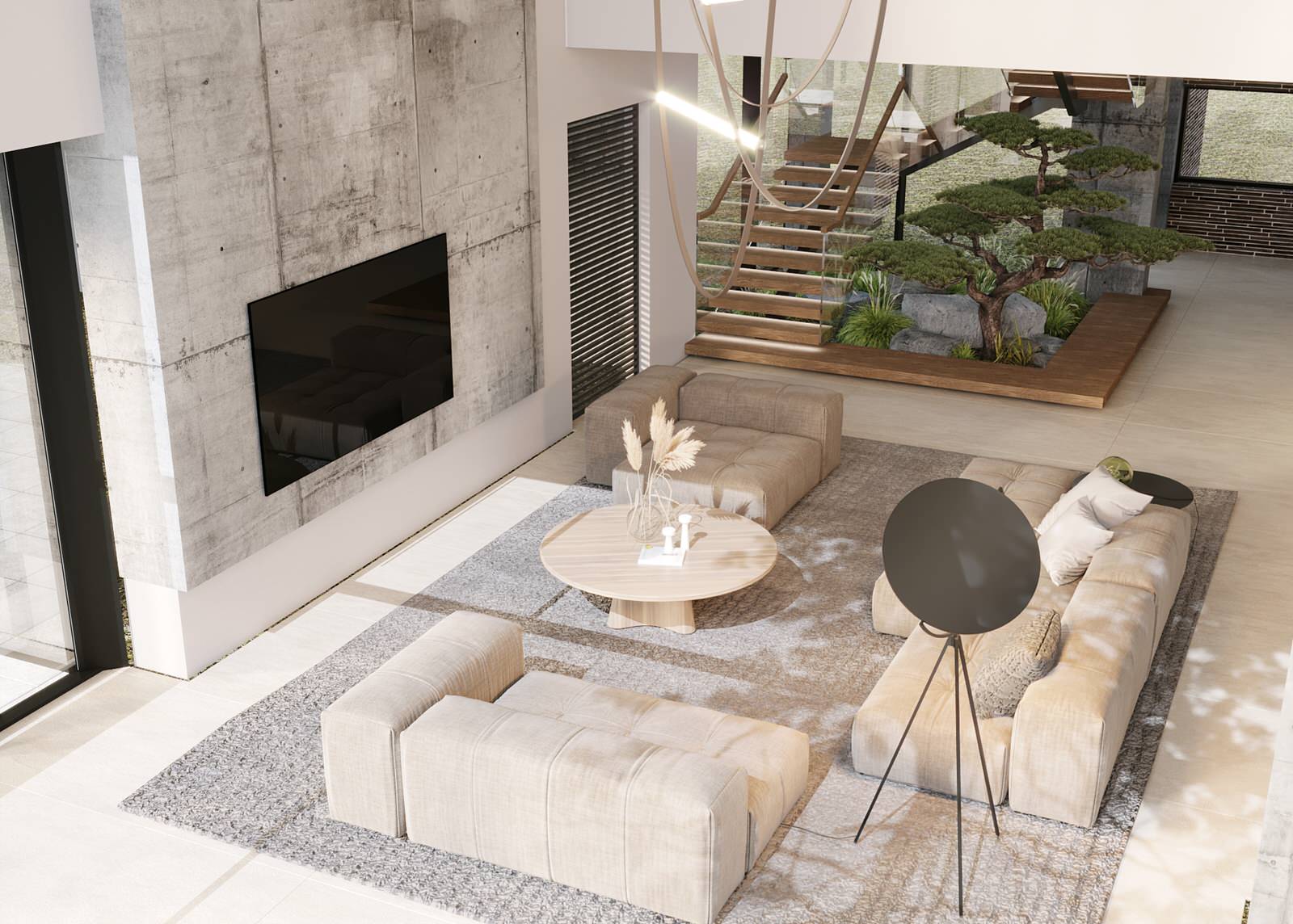 Вилла у озера. Гостиная