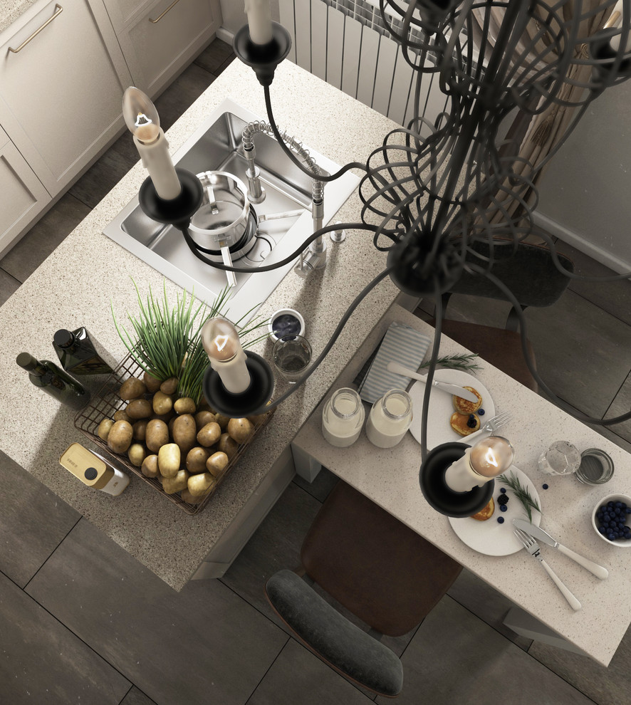 Интерьер кухни сочетающий в себе классику и элементы модерна