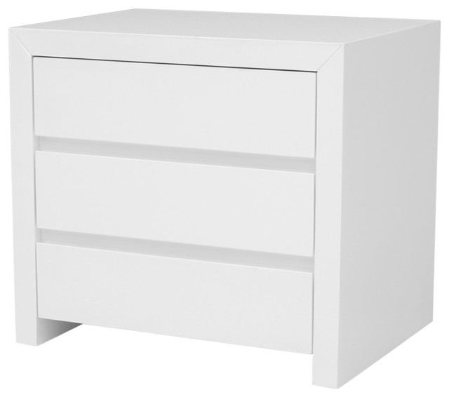 Modrest Bonita Modern White High Gloss 2Drawer Nightstand Modern