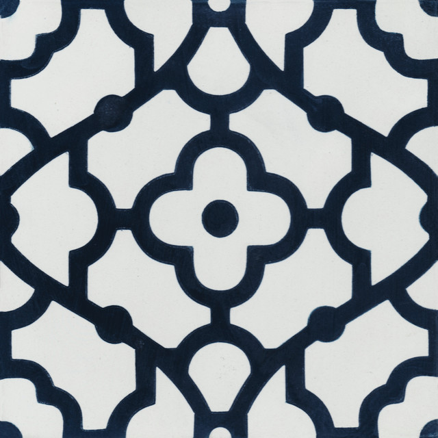 8"x8" Breeze Blue and White Cement Tiles, Set of 16