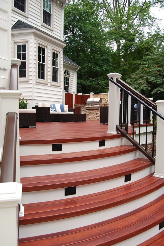 Inspiration for a large traditional backyard deck in DC Metro with an outdoor kitchen and no cover.
