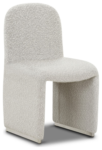 Poly and Bark Sisak Dining Chair, Black & White Boucle